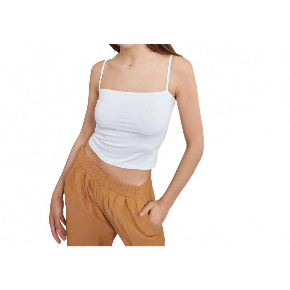 NEW AMBAR minimalist square neck slim fit cami top in white